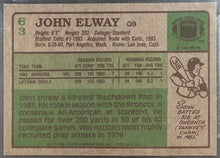 Load image into Gallery viewer, 1984 NFL Football Denver Broncos John Elway Topps Rookie Card Beckett 8.5 NM-MT+