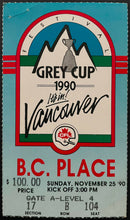 Load image into Gallery viewer, 1990 CFL Grey Cup Football Game Ticket B.C.Place Vancouver Blue Bombers Eskimos