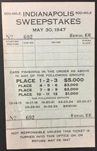 Load image into Gallery viewer, 1947 Indy 500 Lottery Ticket Race Won By Mauri Rose Unused Indianapolis Racing