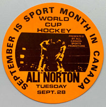 Load image into Gallery viewer, 1976 Maple Leaf Gardens Ali vs Norton Decal Sticker Promo For 1st Canada Cup