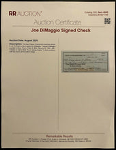 Load image into Gallery viewer, 1991 MLB Baseball HOF Legend Joe DiMaggio Signed Check New York Yankees Cheque