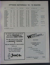 Load image into Gallery viewer, 1973 1st Year WHA Program New York Raiders vs Ottawa Nationals Gavin Kirk Cover