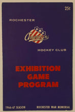 Load image into Gallery viewer, 1966-67 Rochester Americans Exhibition Game Hockey Program vs Rangers Geffrion