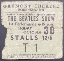Load image into Gallery viewer, 1964 Beatles Live Music Concert UK Tour Program + Vintage Ticket @ Bournemouth