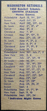 Load image into Gallery viewer, 1950 MLB A.L Washington Nationals Schedule Matchbook Matches + Sticker