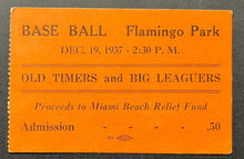 Load image into Gallery viewer, 1937 MLB Old Timers Flamingo Park Miami Game Full Ticket Baseball Vintage