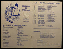 Load image into Gallery viewer, 1970 Vintage Hockey Program NHL Old Timers TV Press Radio Stars Harry Watson