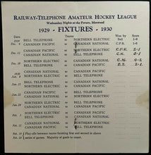 Load image into Gallery viewer, Rare 1929-30 Toronto Hockey League Schedule Vintage Sked C.P. Rail J.A. Huggins