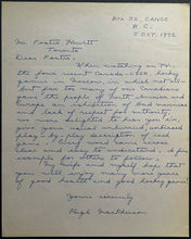 Load image into Gallery viewer, 1972 Canada-Russia Summit Hockey Series Letter Addressed To Foster Hewitt LOA