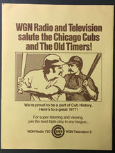 Load image into Gallery viewer, 1977 Wrigley Field Baseball Program Chicago Cubs Old Timers vs Hall Of Famers