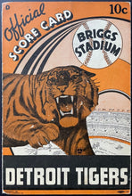 Load image into Gallery viewer, 1939 Detroit Tigers 8 Page Foldout Scorecard Program MLB Baseball vs NY Yankees