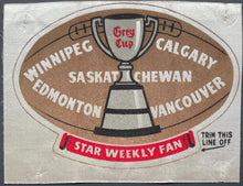 Load image into Gallery viewer, 1950s Star Weekly CFL Grey Cup Western Conference Patch Crest Football Premium