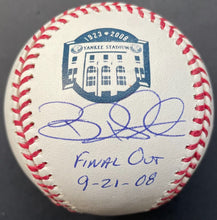 Load image into Gallery viewer, Brian Roberts Signed Yankee Stadium Last Season MLB Baseball JSA Final Out Insc