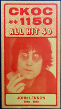 Load image into Gallery viewer, 1980 CKOC 1150 Record Chart Survey Vintage All Hit 40 John Lennon Tribute Cover