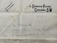 Load image into Gallery viewer, 1908 Bram Stoker Hand-Written Signed Letter From Personal Residence PSA/DNA Auth