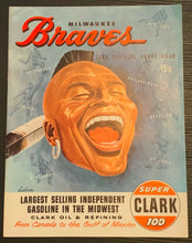 Load image into Gallery viewer, 1955 MLB Milwaukee County Stadium Program Braves vs Phillies Hank Aaron 2 Hits