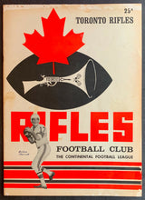 Load image into Gallery viewer, 1965 Continental Football League Program + Ticket Toronto Rifles vs Charleston