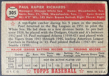 Load image into Gallery viewer, 1952 Topps Baseball #305 Paul Richards MLB Card Chicago White Sox 5th Series