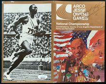Load image into Gallery viewer, 1978 Jesse Owens Autographed Signed Program Cover + Schedule + Tickets JSA LOA