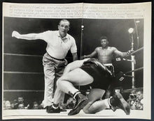 Load image into Gallery viewer, 1961 Floyd Patterson Ingemar Johansson Vintage Over Sized Press Photo UPI Stamp