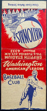 Load image into Gallery viewer, 1950 MLB A.L Washington Nationals Schedule Matchbook Matches + Sticker