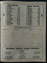 Load image into Gallery viewer, 1964 Detroit Olympia NHL Hockey Program + Ticket Red Wings vs Chicago Blackhawks
