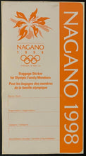 Load image into Gallery viewer, 1998 Winter Olympics Athletes And Families Baggage Stickers Nagano Japan