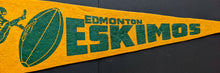 Load image into Gallery viewer, c1950's CFL Edmonton Eskimos Vintage Pennant 23" Canadian Football League