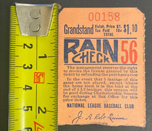 Load image into Gallery viewer, 1940s Vintage MLB Boston Braves Baseball Grand Stand Rain Check Ticket Stub
