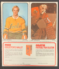 Load image into Gallery viewer, 1974-75 Lipton Soup Hockey Cards Uncut Sheet Esposito + Patrick NHL Hockey