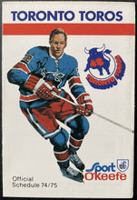 Load image into Gallery viewer, 1974-75 Toronto Toros Hockey Season Pocket Schedule Vintage Sked