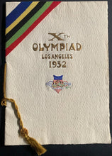 Load image into Gallery viewer, 1932 Los Angeles Summer Olympics Opening Ceremony Dinner Menu Historical VTG