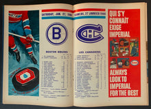 Load image into Gallery viewer, 1968 Montreal Canadiens Bobby Rousseau Autographed Hockey Program Cover Bruins