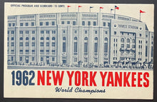 Load image into Gallery viewer, 1962 Yankee Stadium MLB Baseball Program New York Yankees vs Boston Mantle Maris