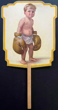 Load image into Gallery viewer, Antique Vintage 1930's ADELAIDE HIEBEL Boxing GAS & OIL Advertising Hand Fan
