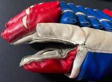 Load image into Gallery viewer, 1960's Professional Hockey Gloves Montreal Canadiens Team Colours Game Wear