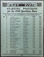 Load image into Gallery viewer, 1950 Vintage Indy 500 Auto Racing Program, Ticket + Starting Grid Position Guide