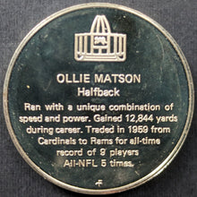 Load image into Gallery viewer, 1972 Ollie Matson Pro Football Hall Of Fame Medal Franklin Mint 1 Troy Oz NFL