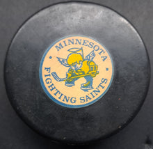 Load image into Gallery viewer, 1970s Minnesota Fighting Saints WHA Converse Hockey Game Puck Vintage