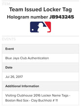 Load image into Gallery viewer, Clay Buchholz Boston Red Sox Game-Used Cardstock Locker Name Plate MLB Holo