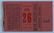 Load image into Gallery viewer, 1975 Chicago Cougars Last Year In WHA Hockey Ticket vs Vancouver Blazers