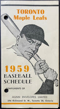 Load image into Gallery viewer, 1959 Toronto Maple Leafs Munn CO. International League Baseball Pocket Schedule