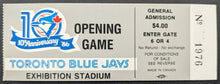 Load image into Gallery viewer, 1986 Toronto Blue Jays 10th Anniversary Opening Day Ticket Exhibition Stadium