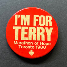 Load image into Gallery viewer, 1980 Terry Fox Marathon Of Hope Button Lot x4 Pinbacks Canadian Cancer Society