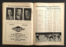 Load image into Gallery viewer, 1937 Boston Garden NHL Sports Program New York Americans vs Boston Bruins Hockey