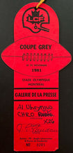 Load image into Gallery viewer, 1981 CFL Grey Cup Football Press Box Pass Ticket Olympic Stadium Montreal