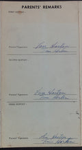 Load image into Gallery viewer, 1962 Tim Horton Signed x3 School Report Card Toronto Maple Leafs NHL LOA JSA HOF