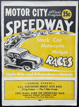 Load image into Gallery viewer, 1954 Motor City Speedway Program + Ticket Detroit Auto Racing Vintage