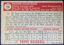 Load image into Gallery viewer, 1952 Topps Baseball Dick Sisler #113 Cincinnati Reds MLB Card Vintage