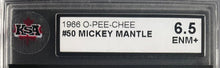 Load image into Gallery viewer, 1966 O-Pee-Chee #50 Mickey Mantle OPC Card KSA 6.5 ENM+ New York Yankees MLB
